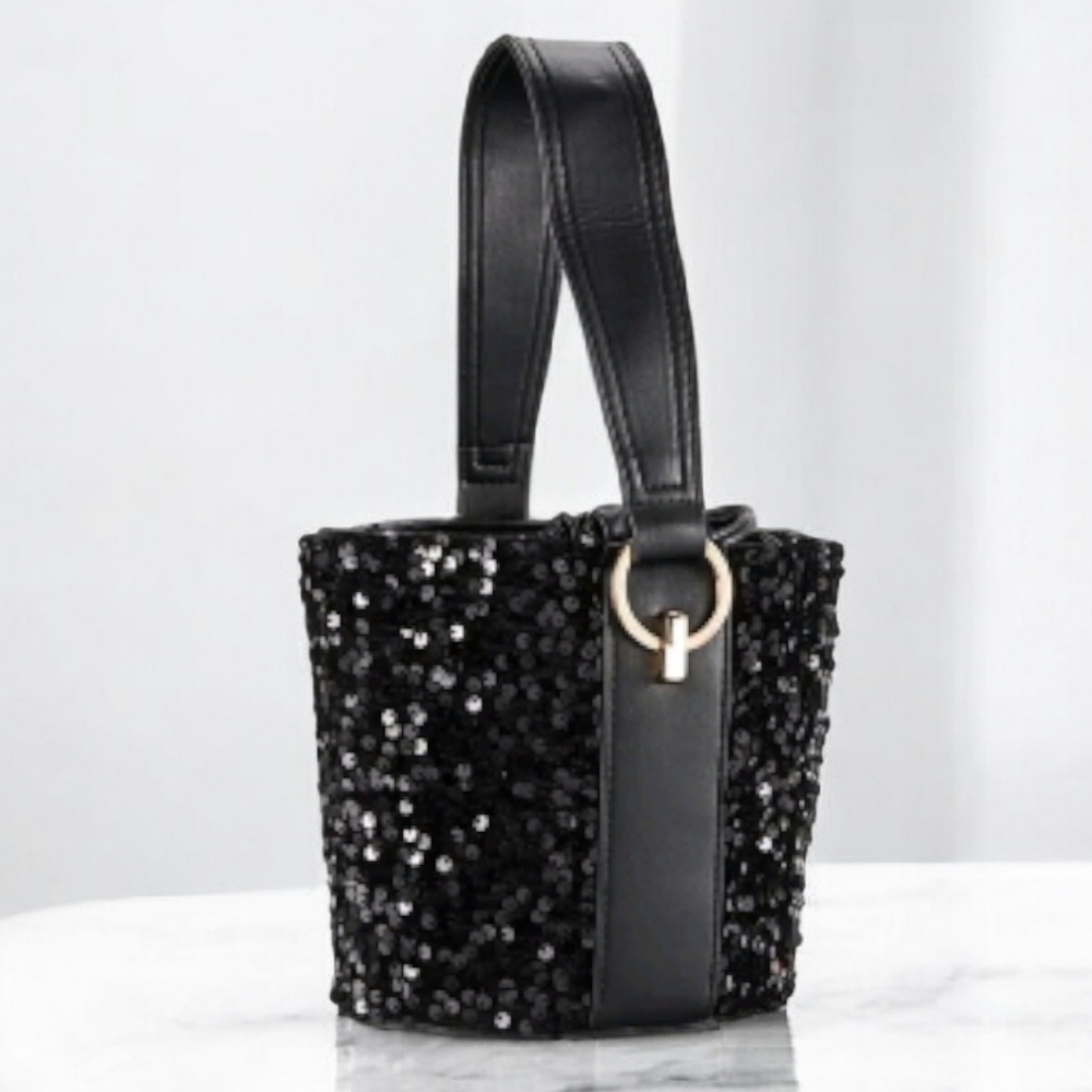 Badgley Mischka Black Sequin Bag - Picture 2 of 3